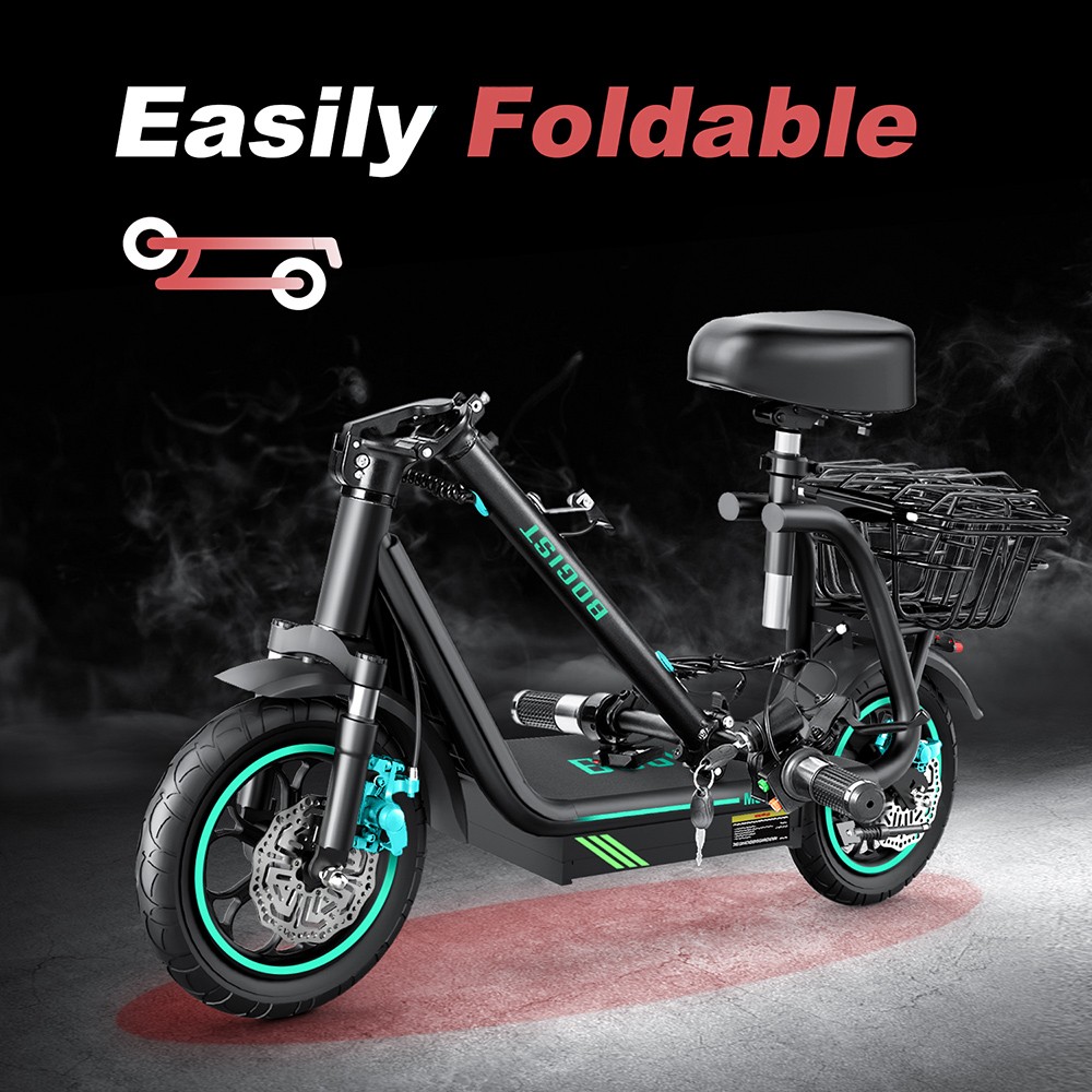 BOGIST M5 Pro+ 12 Inch Tire Foldable Electric Scooter with Seat and Cargo Carrier - 500W Motor & 13Ah 48V Battery