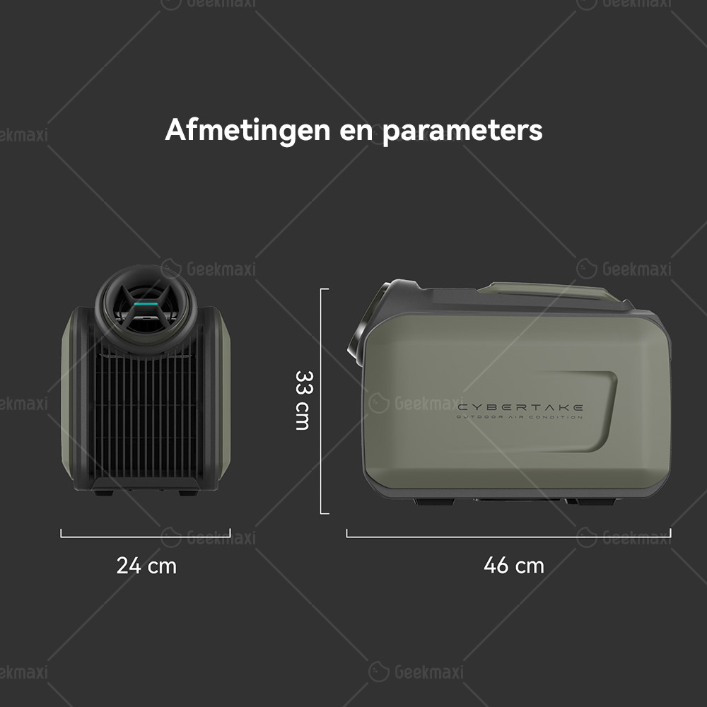 Lichtgewicht Draagbare Outdoor Airconditioner CYBERTAKE S1 Pro, Koelvermogen 3300BTU/H 960W Max, 38dB, met uitlaatluchtslang