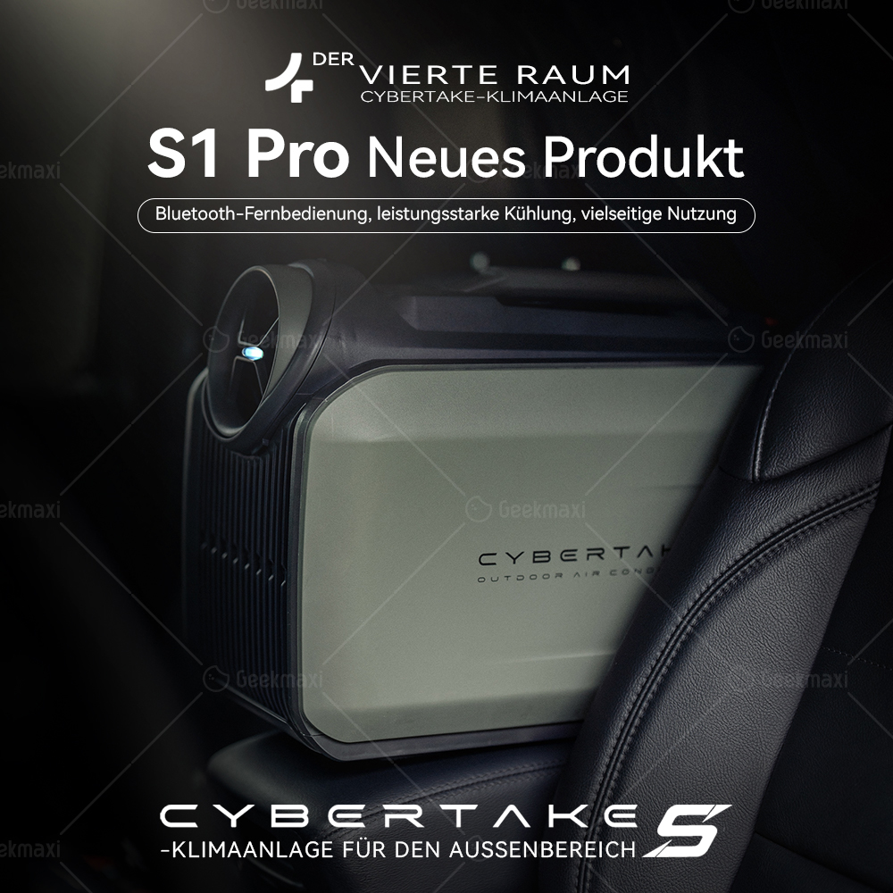 Leichtes tragbares Klimagerät für den Außenbereich CYBERTAKE S1 Pro, Kühlleistung 3300BTU/H 960W Max, 38dB, mit Abluftschlauch