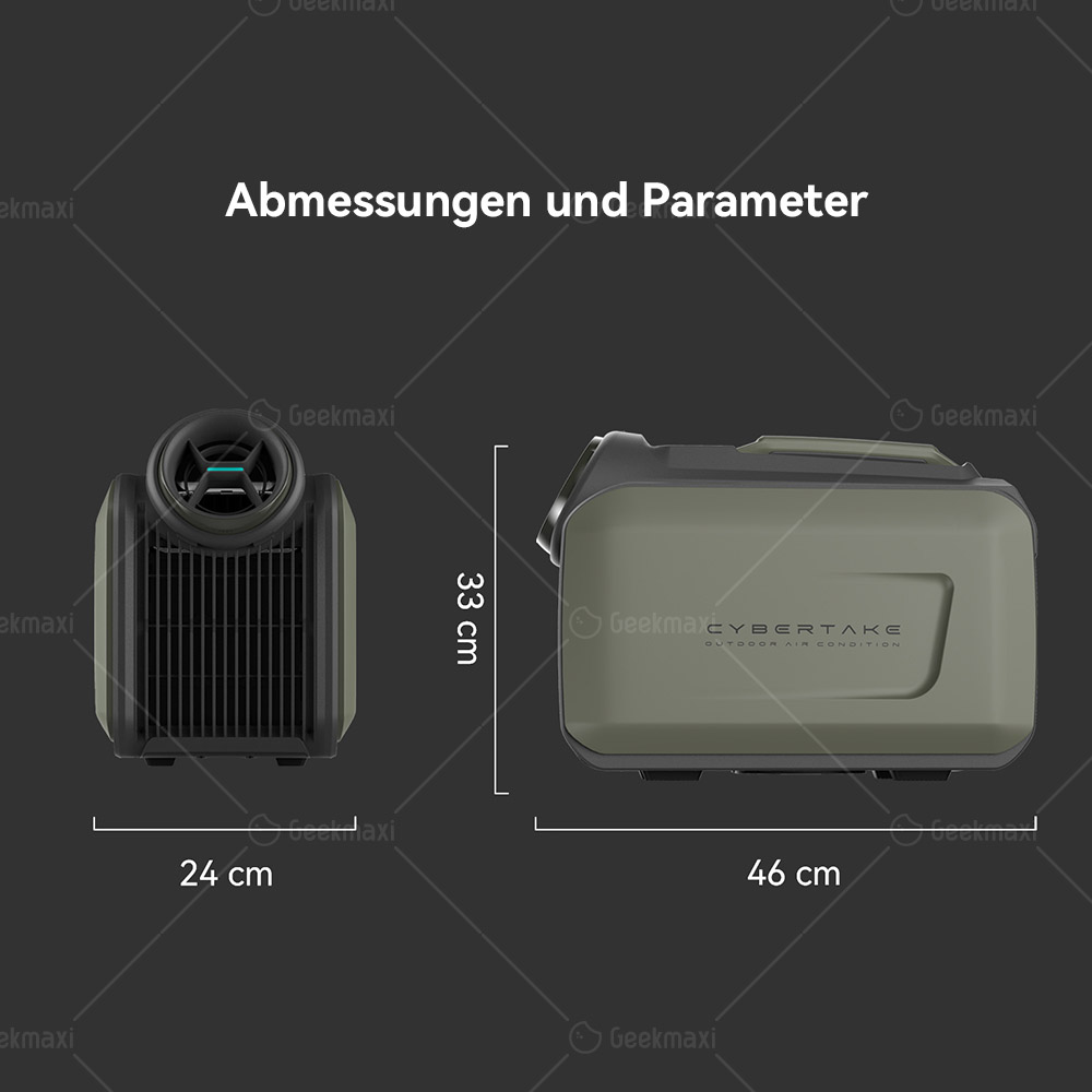 Leichtes tragbares Klimagerät für den Außenbereich CYBERTAKE S1 Pro, Kühlleistung 3300BTU/H 960W Max, 38dB, mit Abluftschlauch