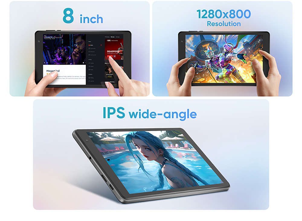 N-one Npad Mini Android 14 Tablet, 8 1280*800 IPS Screen, Allwinner A523 8 Cores Max 2.0GHz, 4GB+8GB RAM 64GB ROM