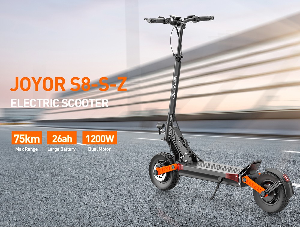 Joyor S8-S-Z Electric Scooter with Turn Signal, 600W*2 Motor, 48V 26Ah Battery, 10-inch Tire, 55km/h Max Speed