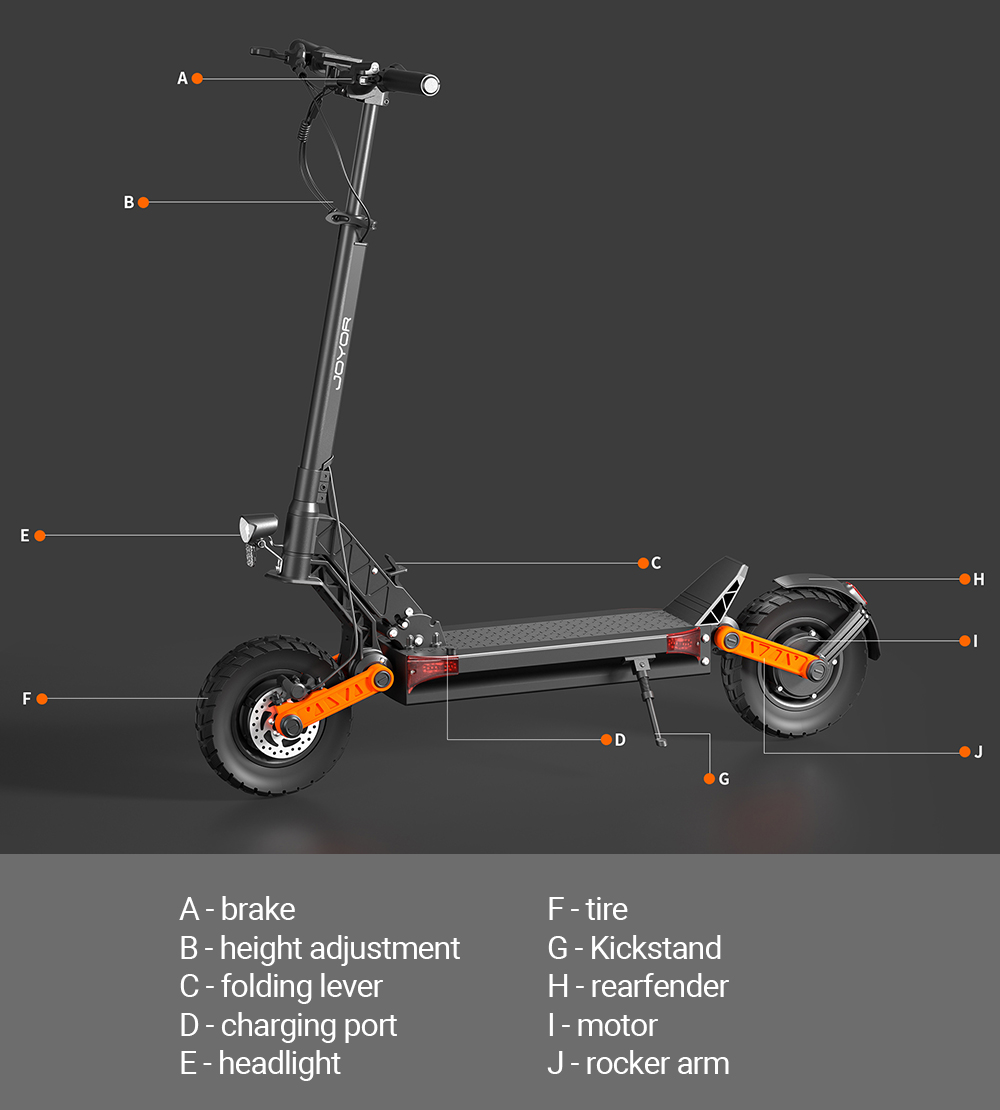 Elektroroller Joyor S8-S-Z mit Blinker, 600W*2 Motor, 48V 26Ah Batterie, 10-Zoll Reifen, 55km/h Höchstgeschwindigkeit