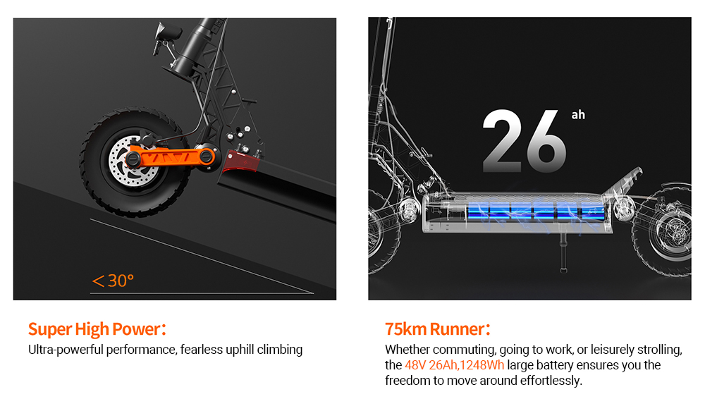 Elektrische scooter Joyor S8-S-Z met richtingaanwijzer, 600W*2 motor, 48V 26Ah batterij, 10-inch band, 55km/h max snelheid