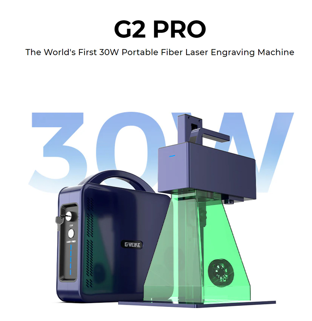 Gweike Cloud G2 PRO 30W Fiber Laser Marking Machine with Manual Lift, Dual Red Light, 15000mm/s Speed