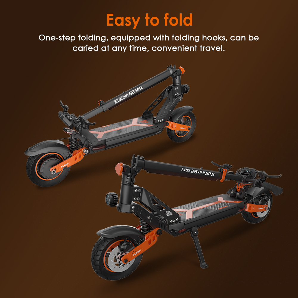 Foldable Off-road Electric Scooter KUKIRIN G2 MAX, 1000W 48V 20Ah(960Wh) 80KM 55km/h, 10*2.75 Inch Tires, 30°Climb Angle