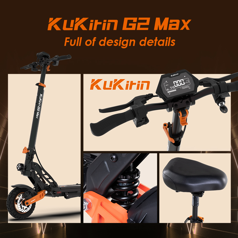 Foldable Off-road Electric Scooter KUKIRIN G2 MAX, 1000W 48V 20Ah(960Wh) 80KM 55km/h, 10*2.75 Inch Tires, 30°Climb Angle