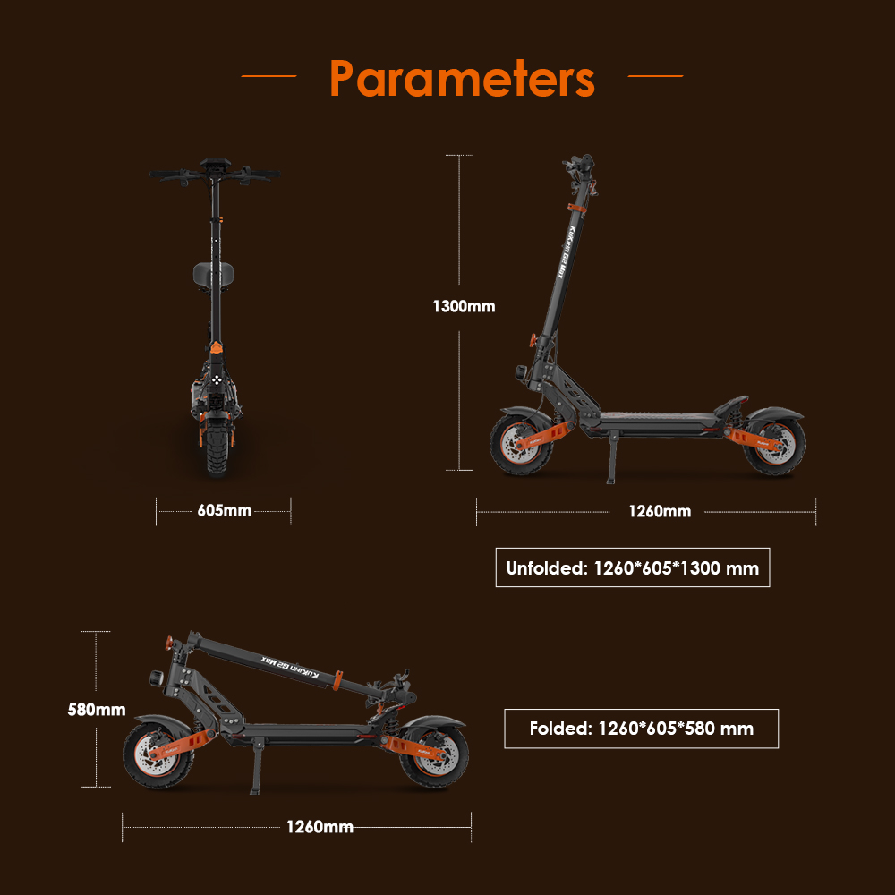 Foldable Off-road Electric Scooter KUKIRIN G2 MAX, 1000W 48V 20Ah(960Wh) 80KM 55km/h, 10*2.75 Inch Tires, 30°Climb Angle