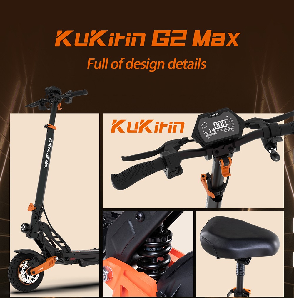 Foldable Off-road Electric Scooter KUKIRIN G2 MAX, 1000W 48V 20Ah(960Wh) 80KM 55km/h, 10*2.75 Inch Tires, 30°Climb Angle