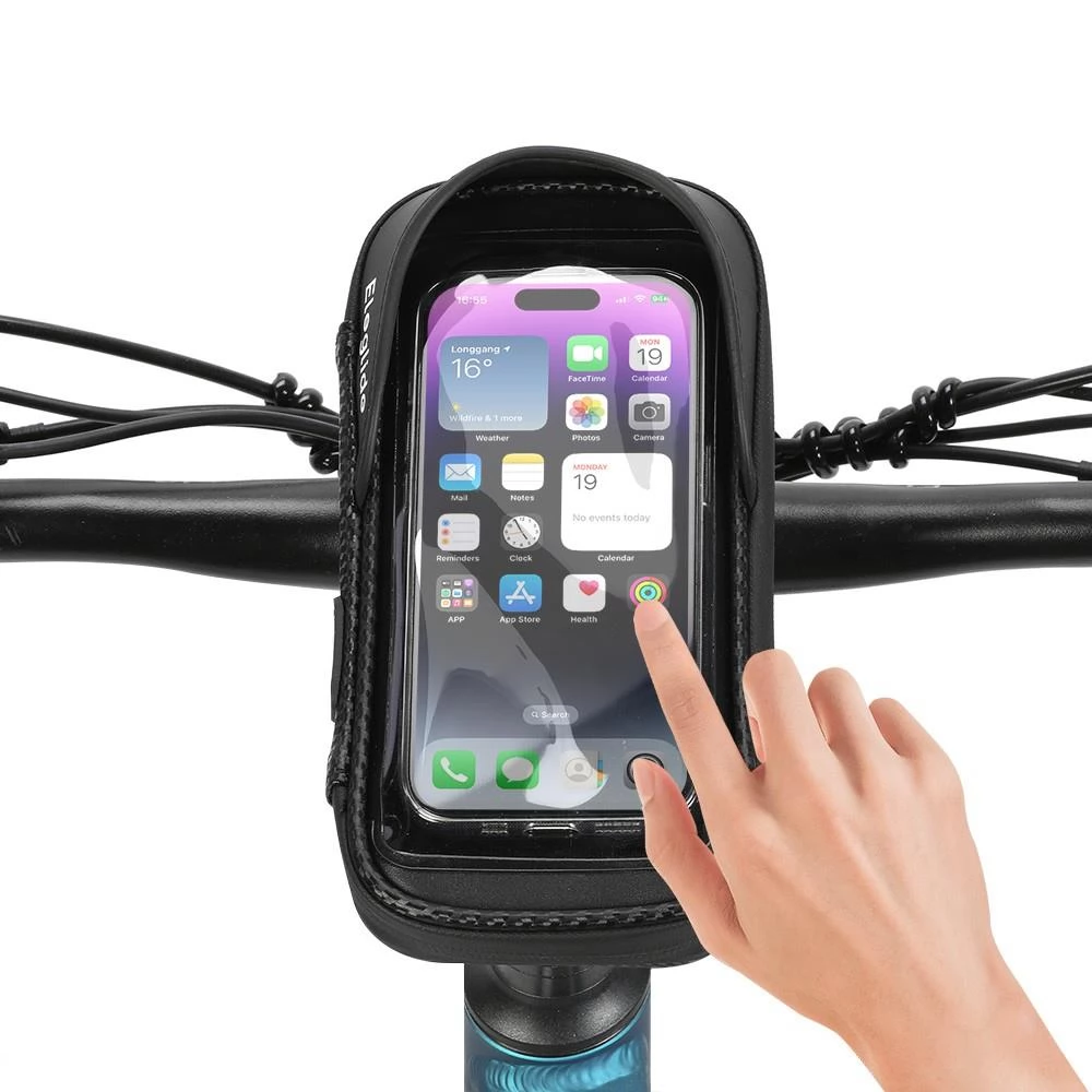 Eleglide Bike Phone Holder Bike Handlebar Bag,Rain Cover, EVA Hard Shell, TPU High Sensitive Touch Screen, Up to 6.8 inches