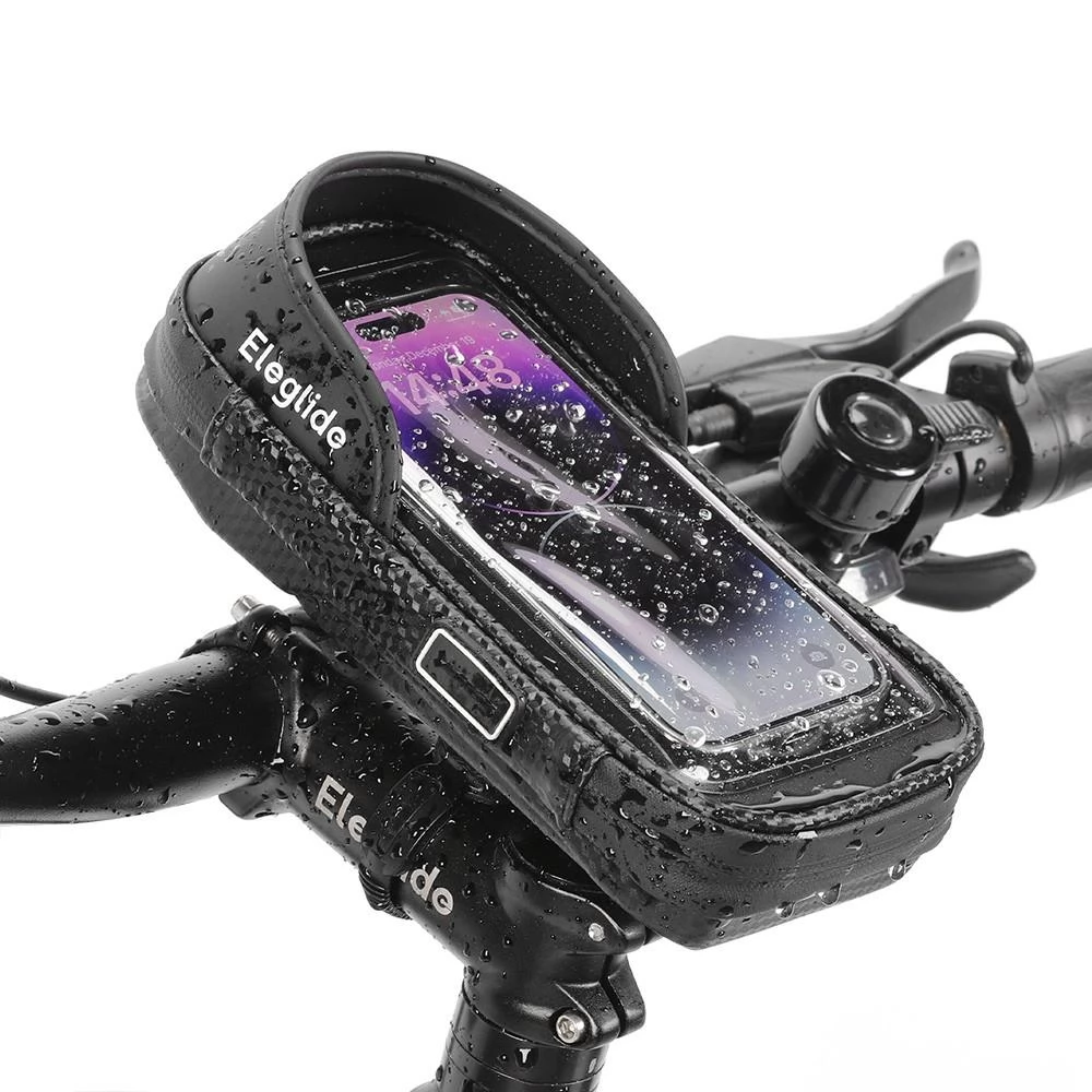 Eleglide Bike Phone Holder Bike Handlebar Bag,Rain Cover, EVA Hard Shell, TPU High Sensitive Touch Screen, Up to 6.8 inches