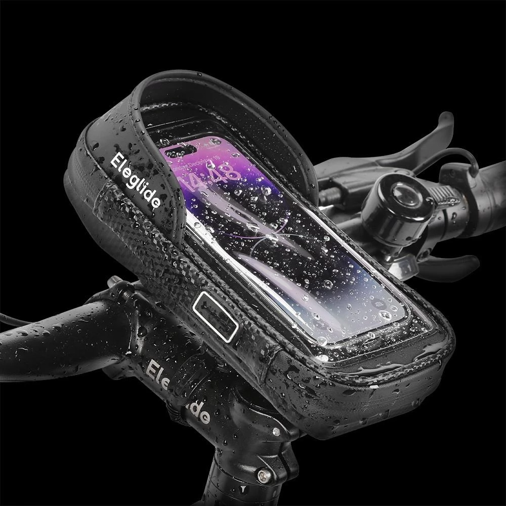 Eleglide Bike Phone Holder Bike Handlebar Bag,Rain Cover, EVA Hard Shell, TPU High Sensitive Touch Screen, Up to 6.8 inches