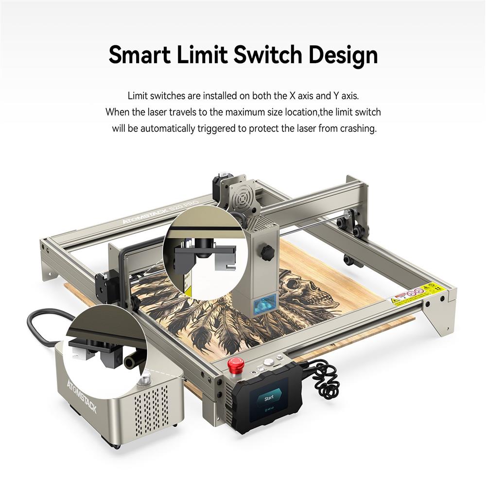 ATOMSTACK S10 Pro 10W Laser Engraver Cutter, 50W Machine Power, Fixed-Focus, 0.08×0.06mm Compressed Spot, Offline Working, 410x400mm