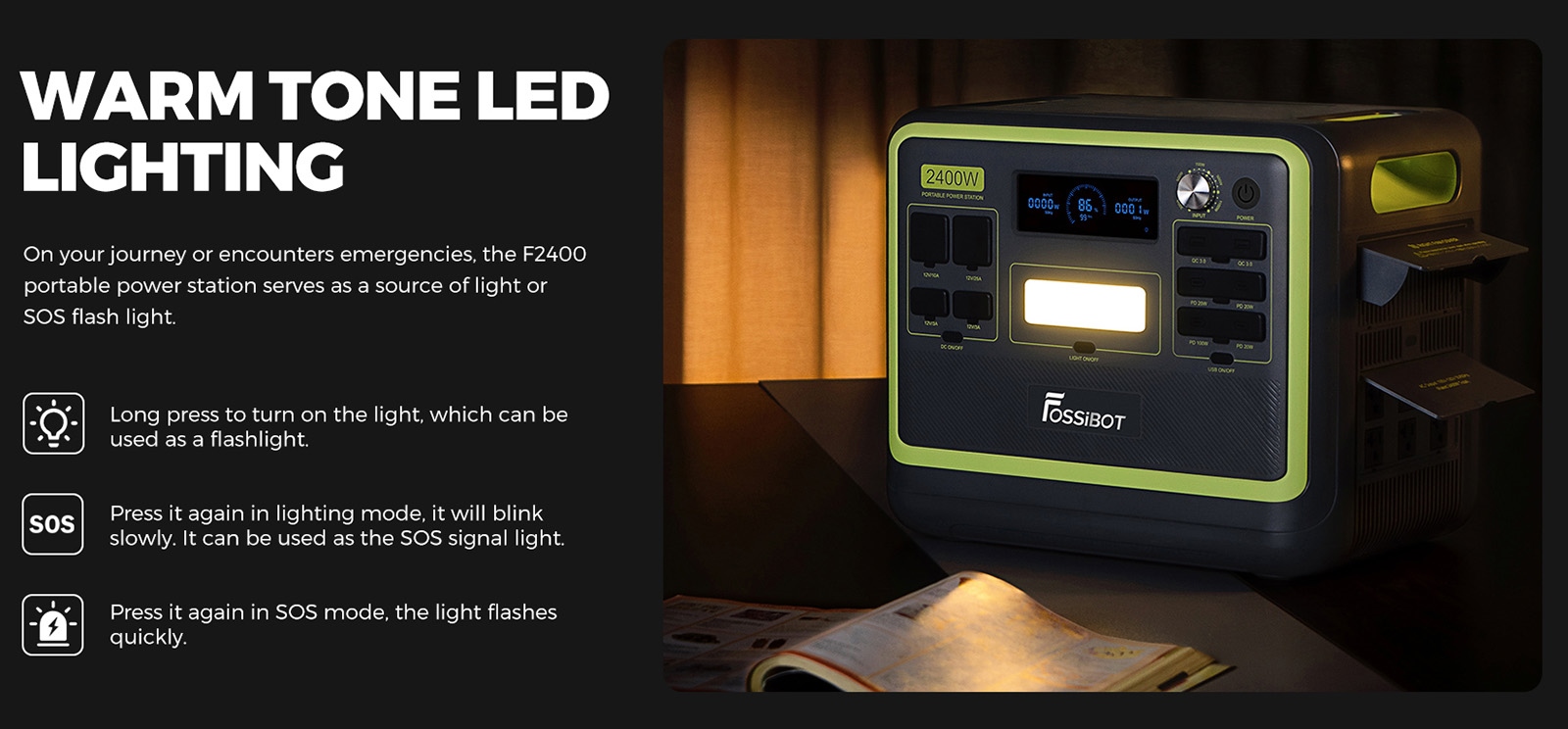 [Pre-sale] FOSSiBOT F2400 2048Wh/2400W Portable Power Station Solar Generator - Green