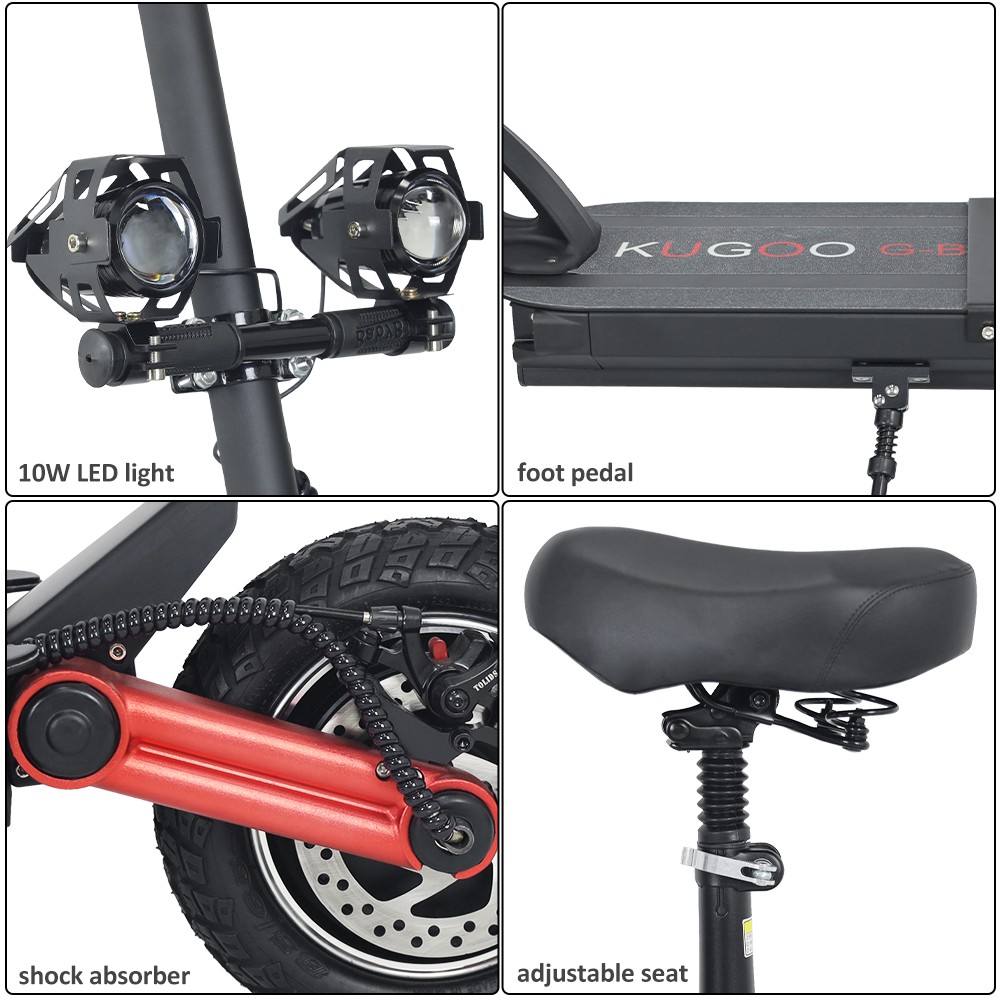 KUGOO G-Booster Foldable Electric Scooter, 10 Tire, 800W*2 Dual Motors, 48V 23Ah Battery, 85km Range