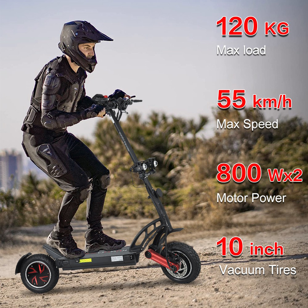 KUGOO G-Booster Faltbarer Elektroroller, 10 Zoll Reifen, 800 W * 2 Doppelmotoren, 48 V 23 Ah Batterie, 85 km Reichweite