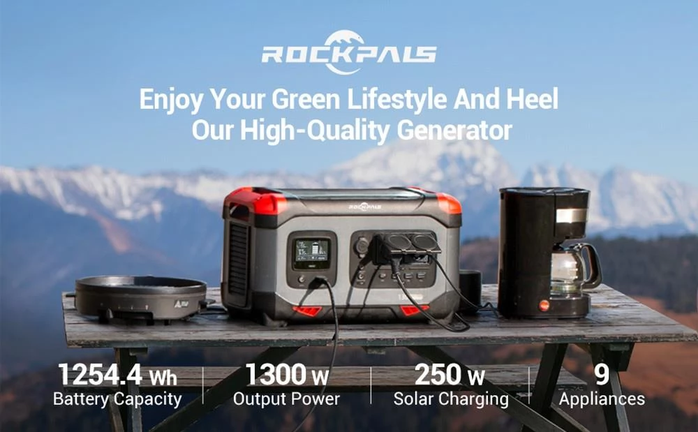 ROCKPALS 1300W Portable Power Station 1254.4Wh Solar Generator