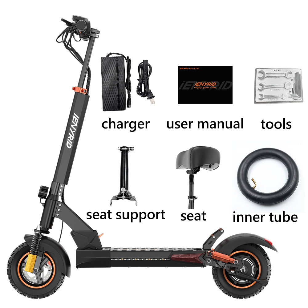 Foldable Off-road E-scooter IENYRID M4PRO S+ MAX, 800W 48V 20Ah(960Wh) 60KM 45km/h,10-inch Tires, Removable Seat, Tri-Suspension