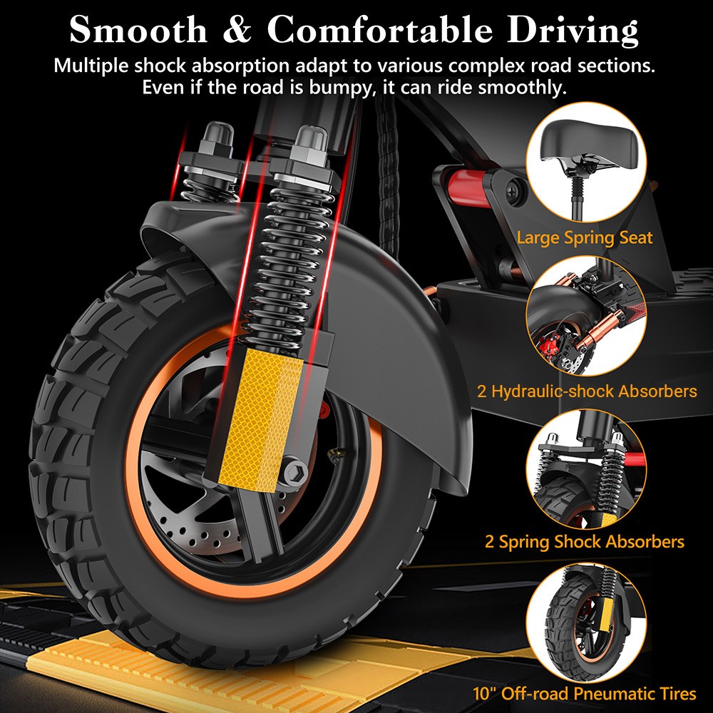 Foldable Off-road E-scooter IENYRID M4PRO S+ MAX, 800W 48V 20Ah(960Wh) 60KM 45km/h,10-inch Tires, Removable Seat, Tri-Suspension