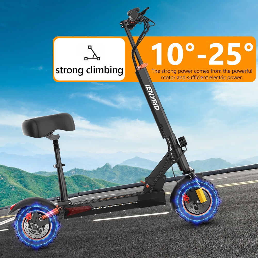 Faltbarer Off-Road E-Scooter IENYRID M4PRO S+ MAX, 800W 48V 20Ah(960Wh) 60KM 45km/h,10-Zoll-Reifen,Abnehmbarer Sitz,Tri-Federung