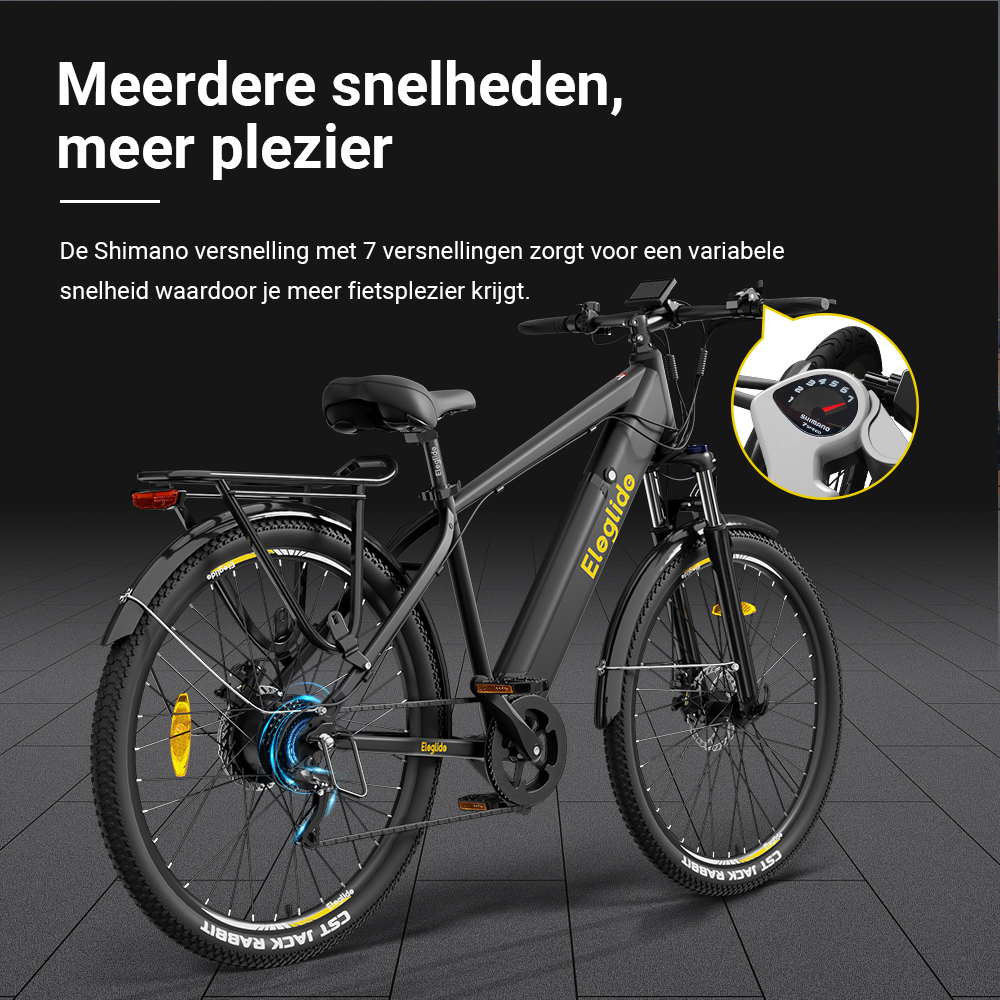 E-bike  T1 Step-over Elektrische Trekkingfiets, 36V 13AH 250W 25KM/H 100KM groot bereik 27,5 CST-banden