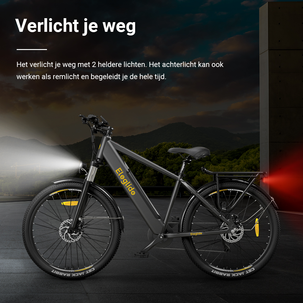 E-bike  T1 Step-over Elektrische Trekkingfiets, 36V 13AH 250W 25KM/H 100KM groot bereik 27,5 CST-banden