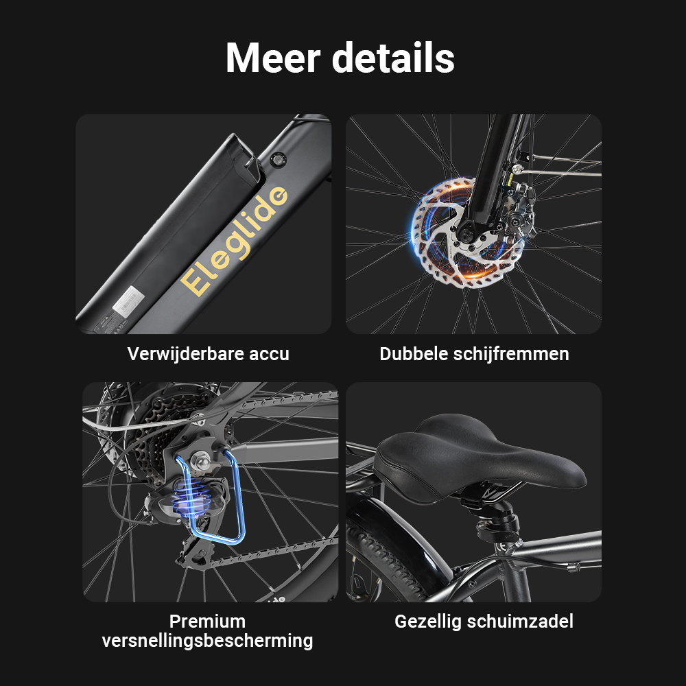 E-bike  T1 Step-over Elektrische Trekkingfiets, 36V 13AH 250W 25KM/H 100KM groot bereik 27,5 CST-banden