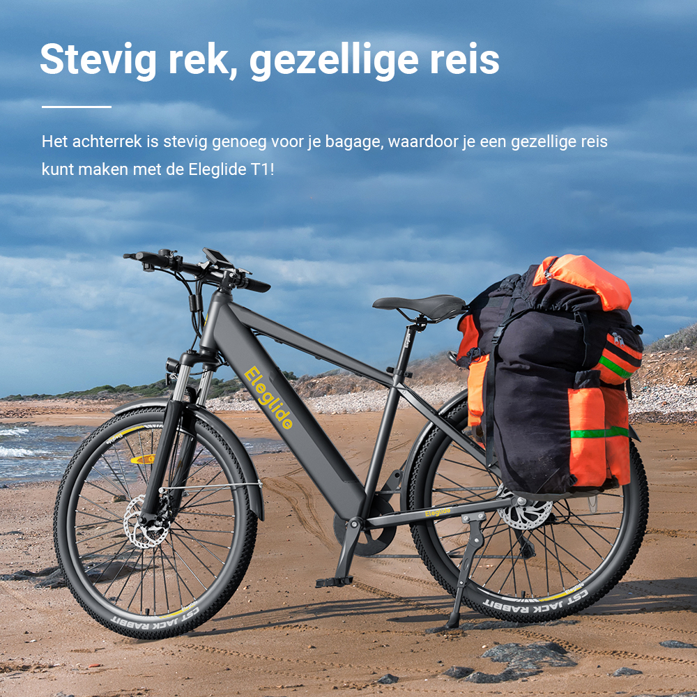 E-bike  T1 Step-over Elektrische Trekkingfiets, 36V 13AH 250W 25KM/H 100KM groot bereik 27,5 CST-banden