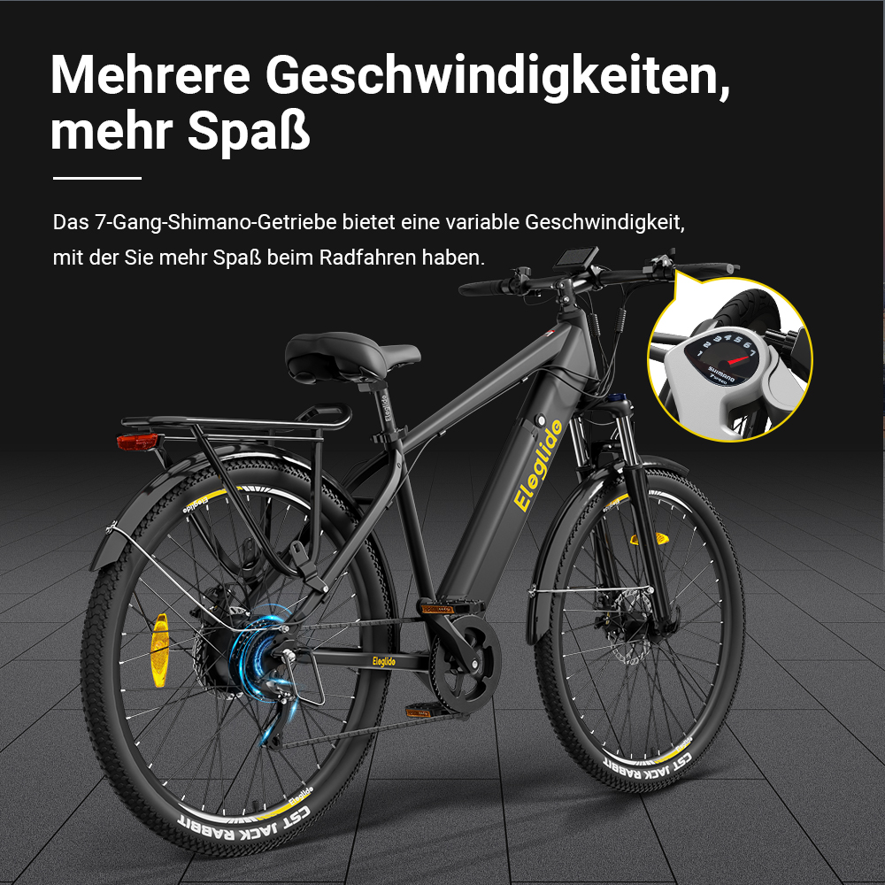 E-Bike Eleglide T1 Step-over Elektrisches Trekkingrad, 36V 13AH 250W 25KM/H 100KM Long Range 27.5 CST-Reifen