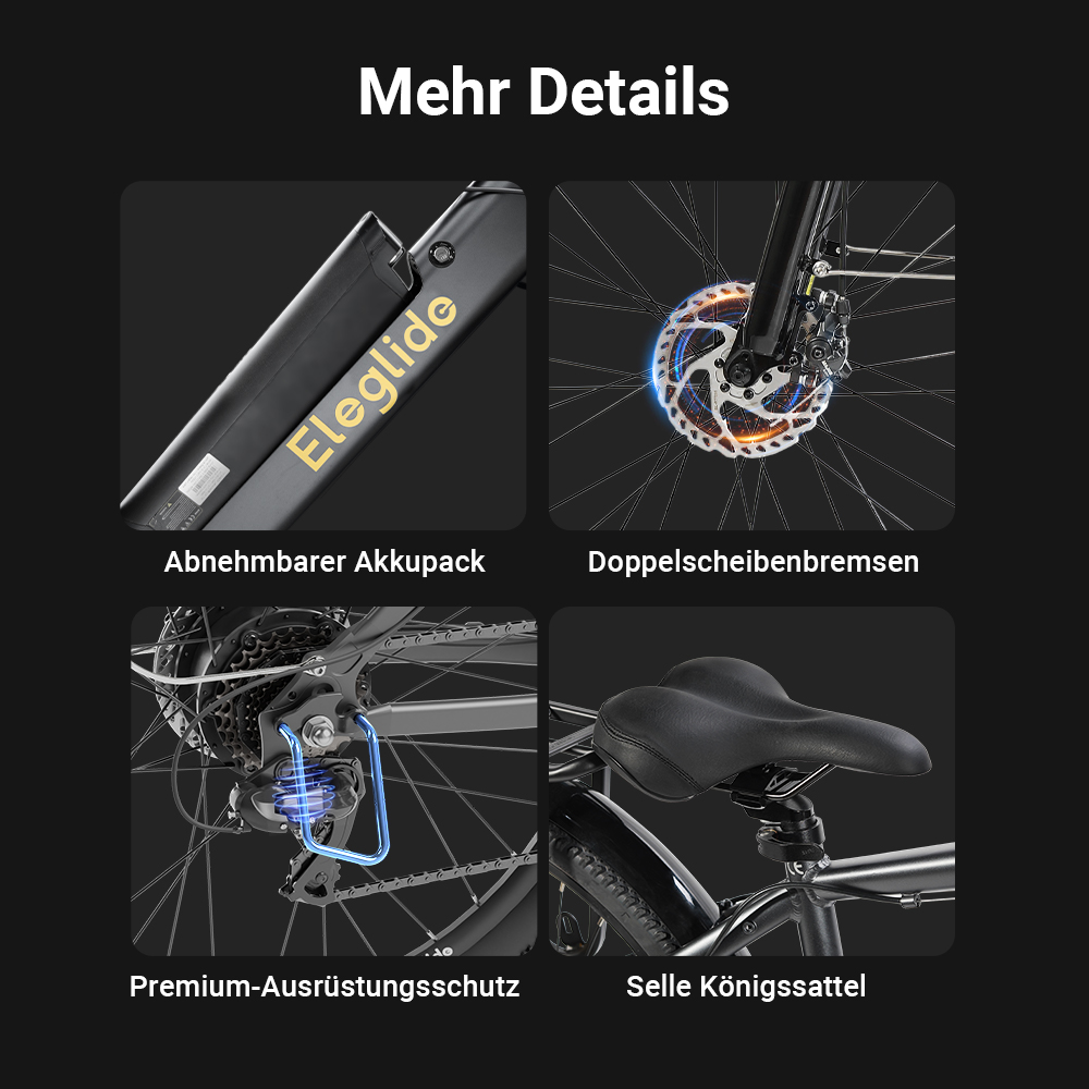 E-Bike  T1 Step-over Elektrisches Trekkingrad, 36V 13AH 250W 25KM/H 100KM Long Range 27.5 CST-Reifen