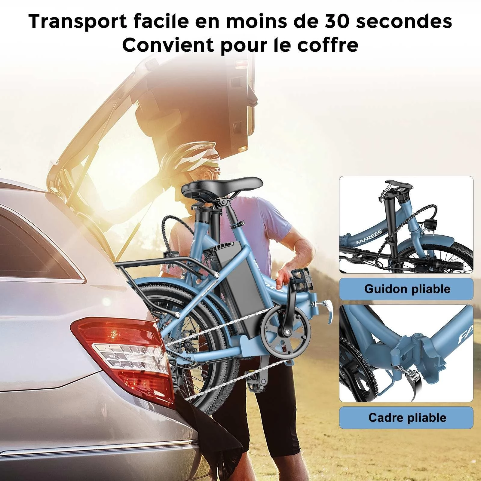 FAFREES F20 Lichte 20*1.95 Banden Opvouwbare Elektrische Stadsfiets, 48V 250W Motor, 14.5Ah Batterij - Zwart