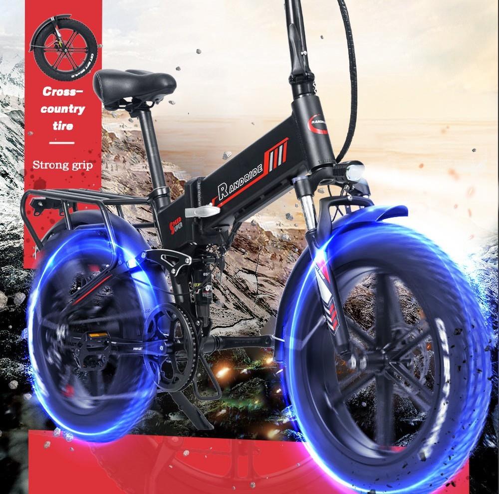 Randride YX20 20*4.0 One-Wheel Electric Bike, 1000W Motor, 45km/h Max Speed, 48V 17Ah Battery, 80-90km Max Range