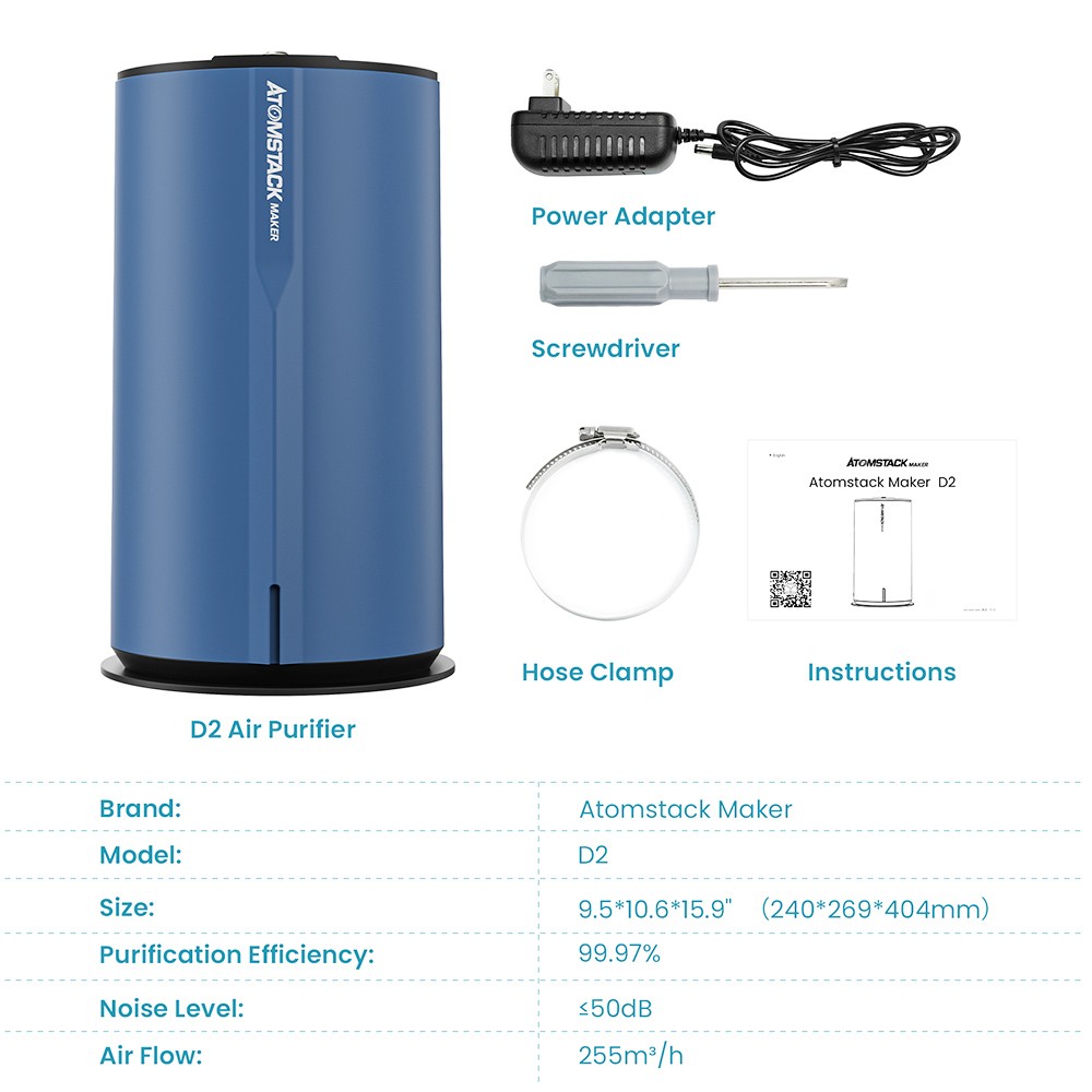 ATOMSTACK Maker D2 Laser Special High Efficiency Air Purifier - EU Plug