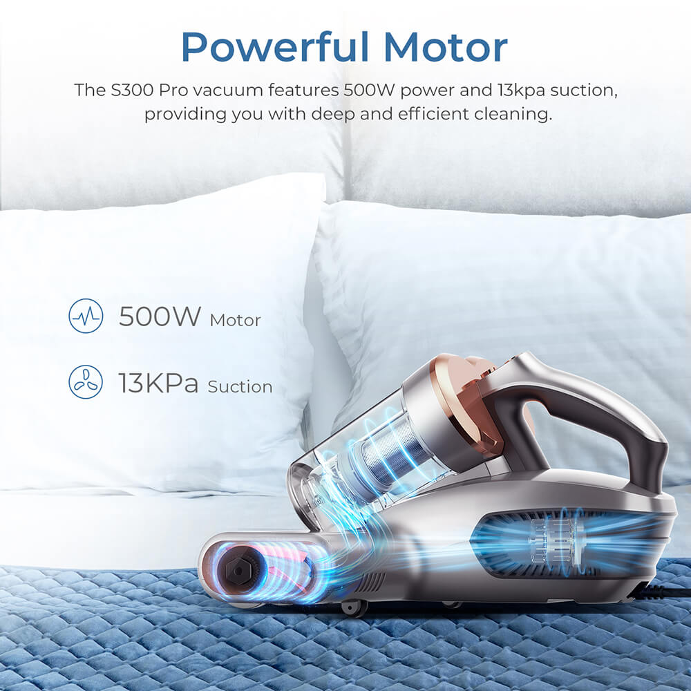 JIGOO S300 Pro Milbensauger für matratzen Mit Staubmilbensensor&Intelligente LED-Anzeige,UV-Licht und Heißwindfunktion