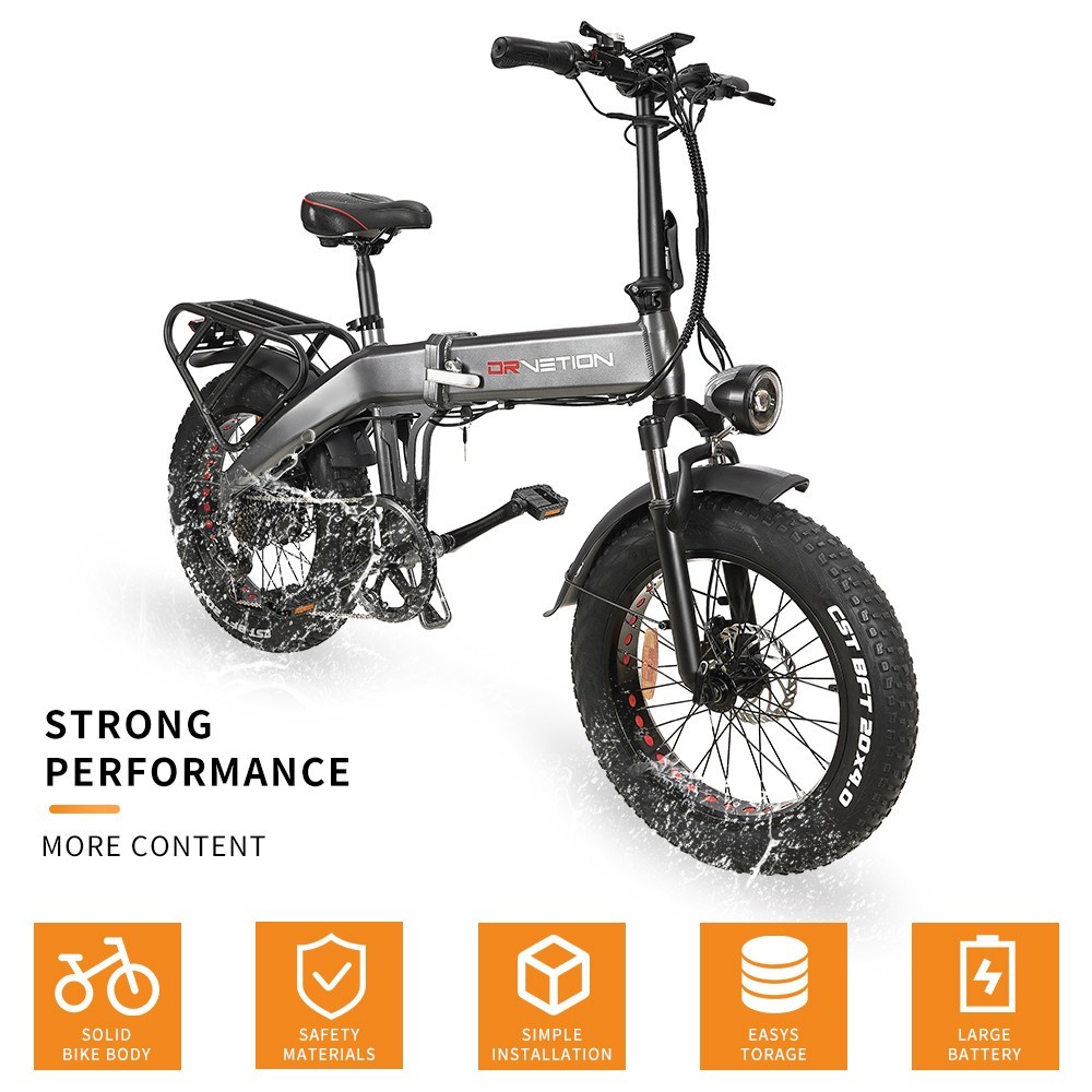 DrveTion BT20 Foldable Electric Bike, 20*4.0 inch Fat Tire, 10Ah Samsung Battery, 40-60km Range, 750W Motor