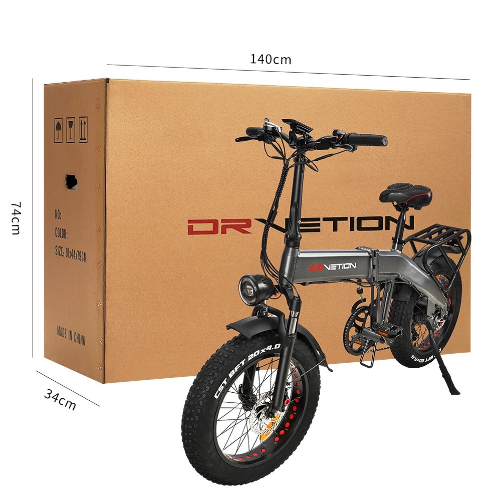 DrveTion BT20 Faltbares Elektrofahrrad, 20 x 4,0 Zoll Fat Tire, 10 Ah Samsung Akku, 40-60 km Reichweite, 750 W Motor