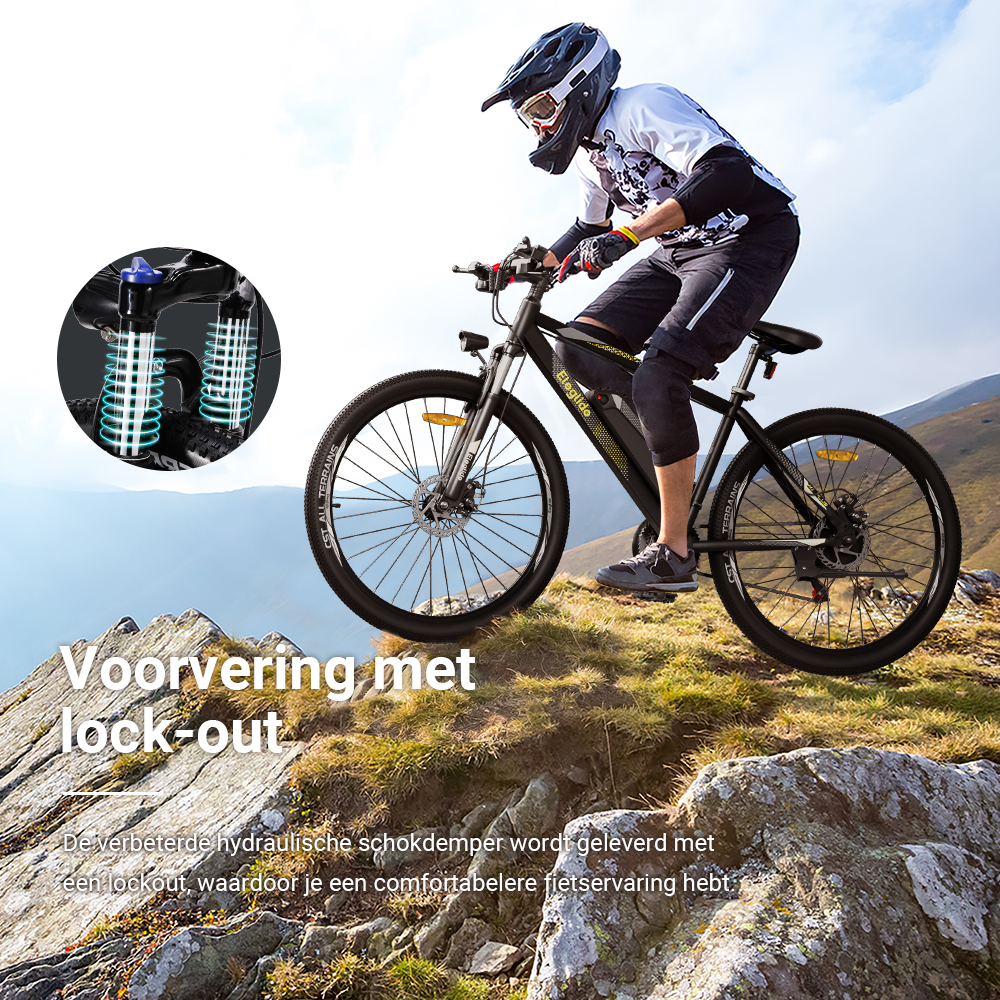 E-mountainbike  M1 PLUS 27,5, 36V 12.5AH 100KM 250W 25KM/H, App Control, 21 snelheden 5 snelheidsniveaus, City E-bike