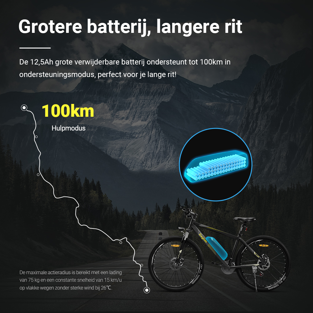 E-mountainbike  M1 PLUS 27,5, 36V 12.5AH 100KM 250W 25KM/H, App Control, 21 snelheden 5 snelheidsniveaus, City E-bike