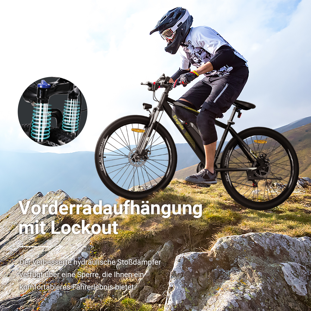 Elektro-Mountainbike Eleglide M1 PLUS 27.5“, 36V 12.5AH 100KM 250W 25KM/H, App-Steuerung, 21 Gänge 5 Geschwindigkeitsstufen