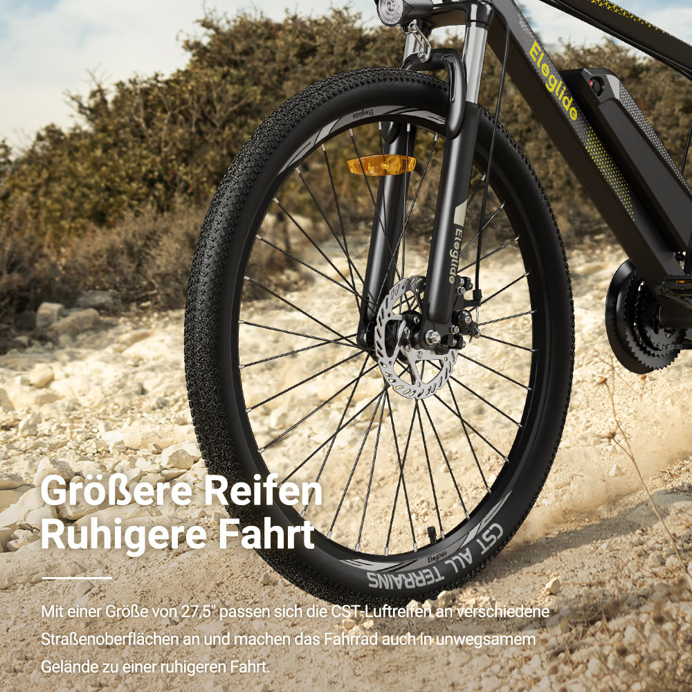 Elektro-Mountainbike  M1 PLUS 27.5“, 36V 12.5AH 100KM 250W 25KM/H, App-Steuerung, 21 Gänge 5 Geschwindigkeitsstufen