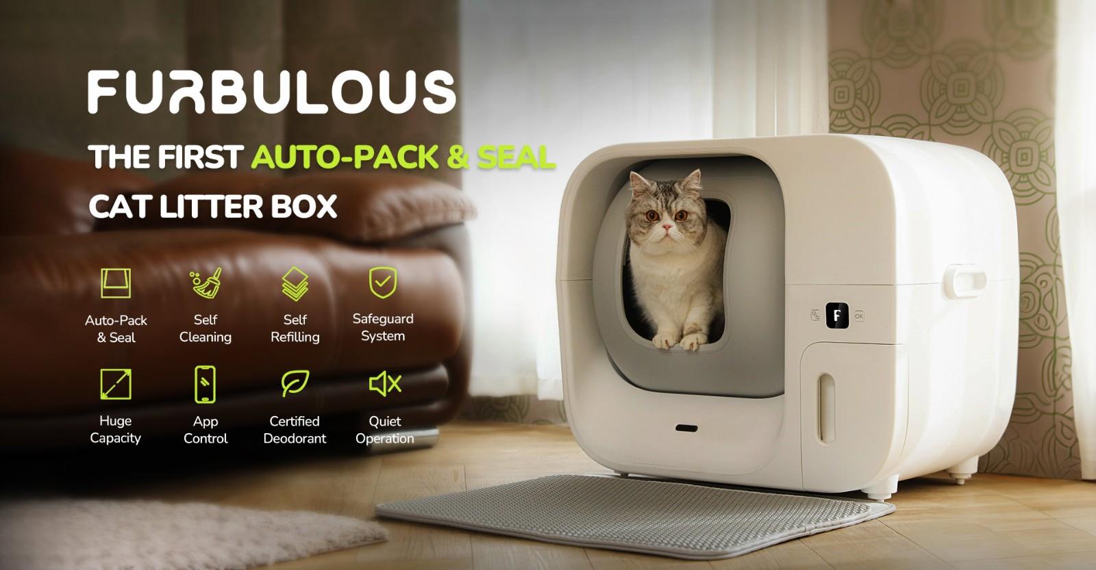 Furbulous Lettiera automatica per gatti con controllo tramite app, 60  litri, sicura per più gatti e con deodorante - Bianco