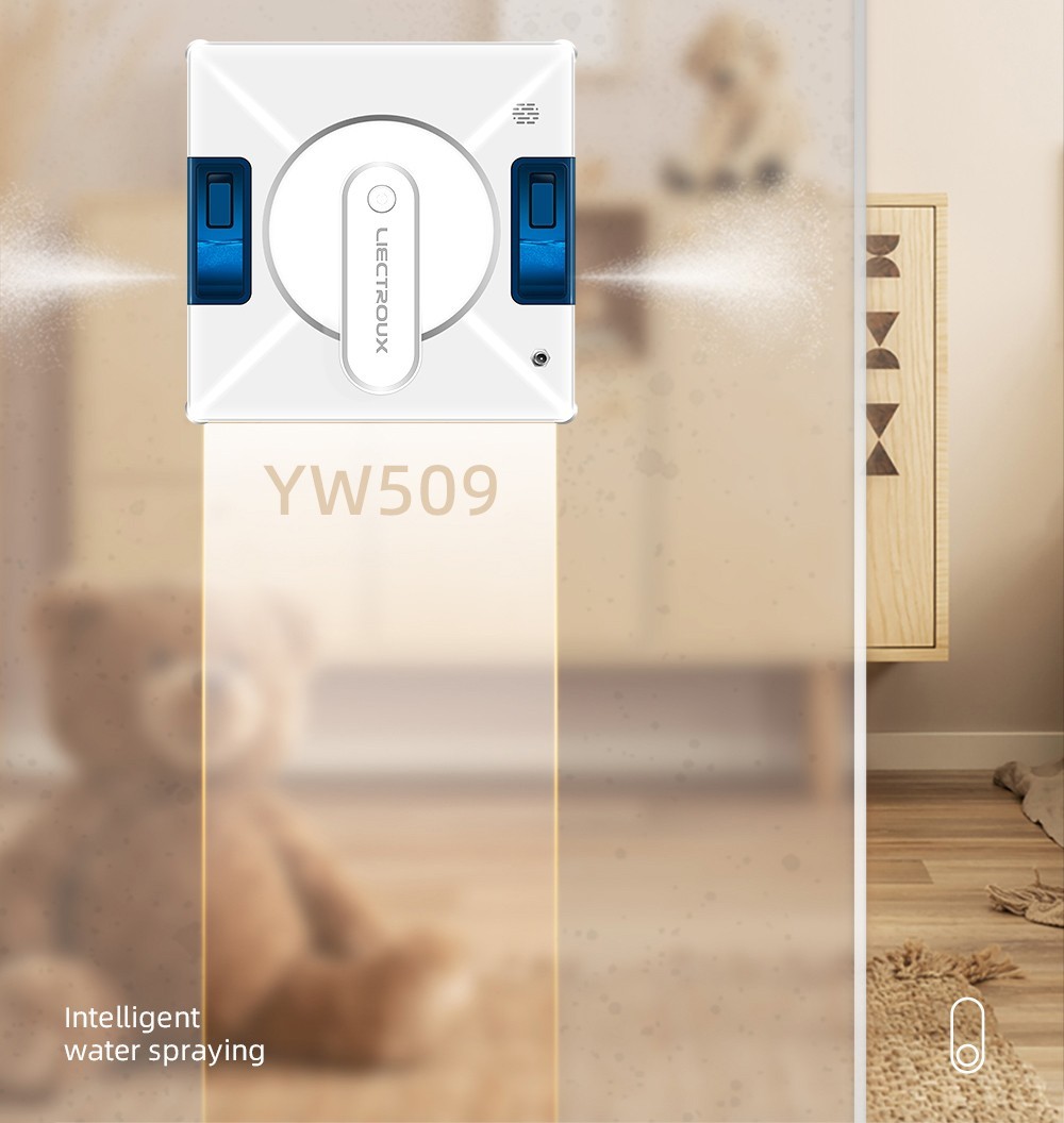 LIECTROUX YW509 Robot Window Cleaner, Double Water Tank, 3000Pa Suction Power, Smart Path Planning, Remote Contro