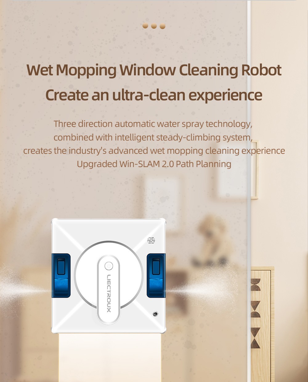 LIECTROUX YW509 Robot Window Cleaner, Double Water Tank, 3000Pa Suction Power, Smart Path Planning, Remote Contro