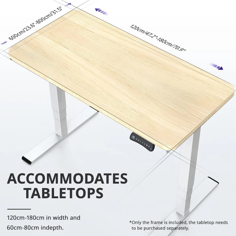 ACGAM ET225E Electric Dual-motor Three-stage Legs Standing Desk Frame Ergonomic Height Adjustable Desk Base (Frame Only)