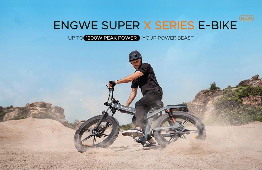 ENGWE X20 20*4.0 inch Tires Foldable Electric Bike, 750W Motor, 14.4Ah+7.8Ah Dual Battery, 50km/h, 114km - Grey