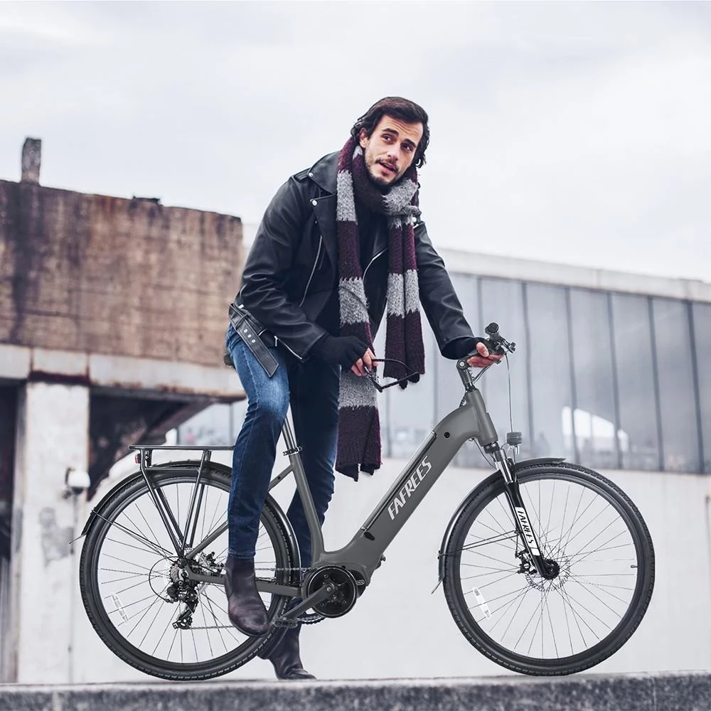 FAFREES FM9 700C*45C Tire Step-through City Electric Bike, 250W Bafang Mid-drive Motor, 15Ah Battery - Grey