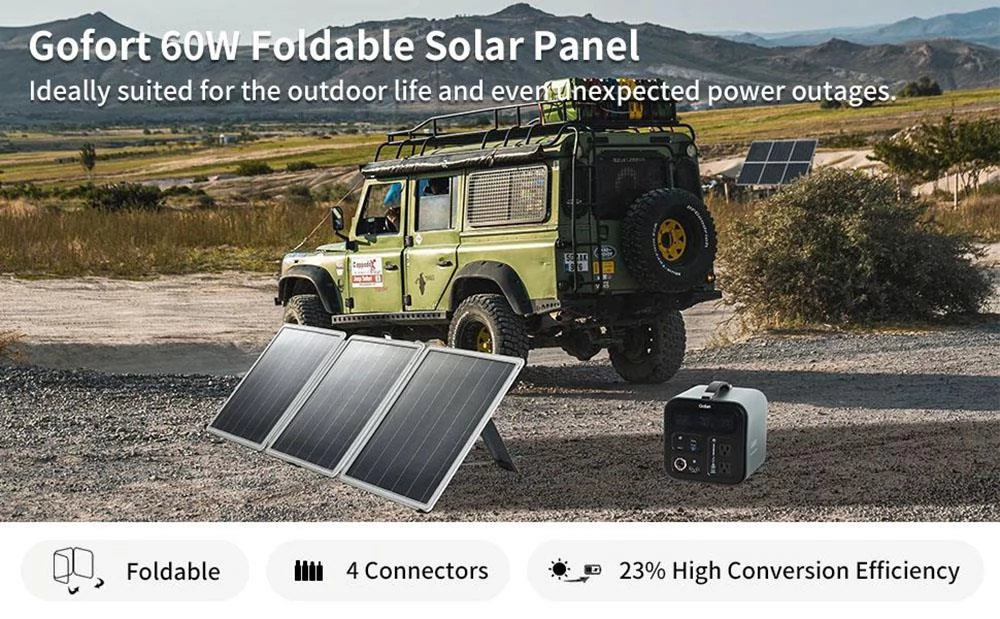 GOFORT 18V 60W Portable Solar Panel with DC/QC3.0/USB-A Three