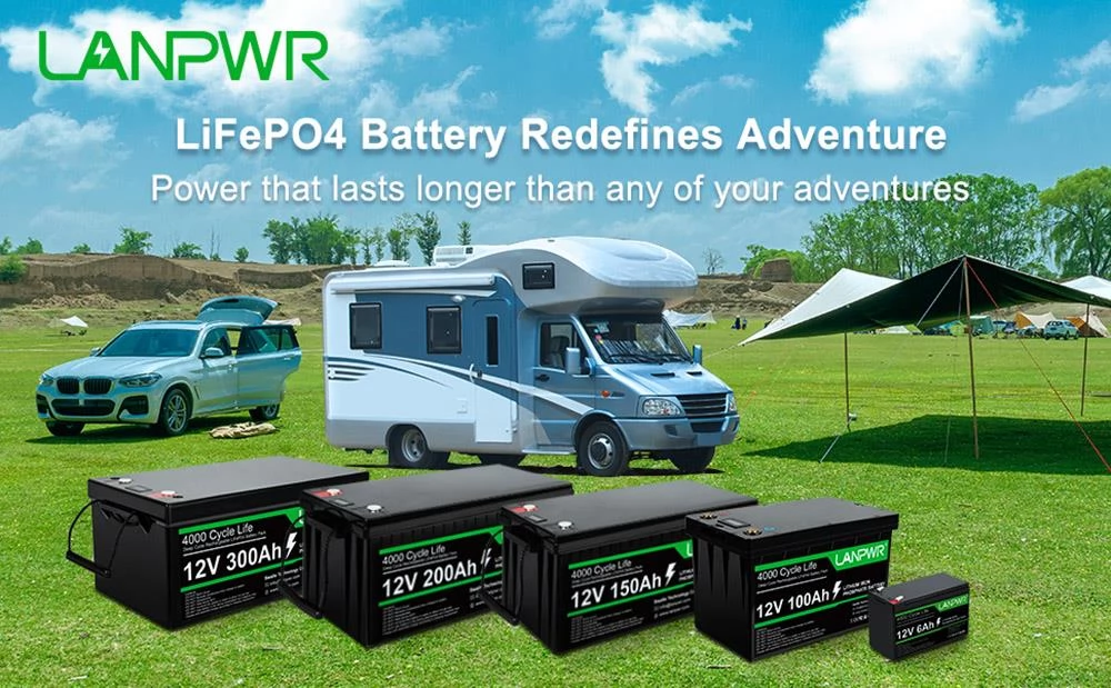 2 Pcs LANPWR 12V 100Ah LiFePO4 Battery Pack Backup Power, 2*1280Wh Energy, 4000 Deep Cycles, 100A BMS