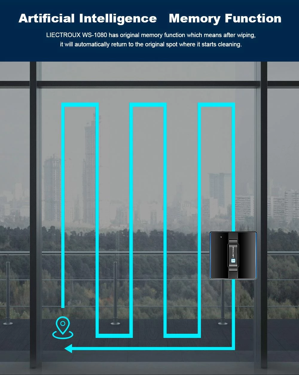 Liectroux WS1080 2800pa Laser Sensor with App Anti-fall Auto Mop Robot Window Vacuum Cleaner EU Version