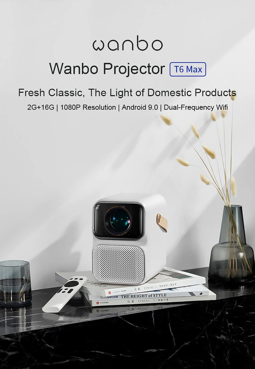 WANBO T2 Max Mini Portable Projector w/WiFi & Bluetooth, Android TV 9.0 -  New!!